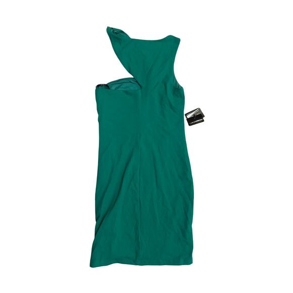 NWT Women S Bebe Top Slash Cut Out Dress Deep Green Mini Bodycon Stretch Evening - Picture 4 of 5